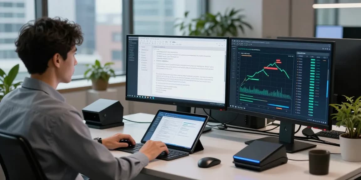 Detect fraud in PDF documents using advanced AI technology in a high-tech workspace.