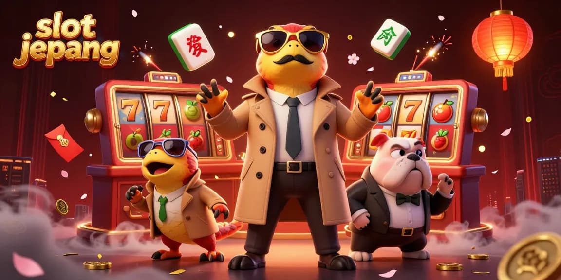 Experience the excitement of slot jepang with animated raptors in a trench coat attempting entry into a VIP casino.
