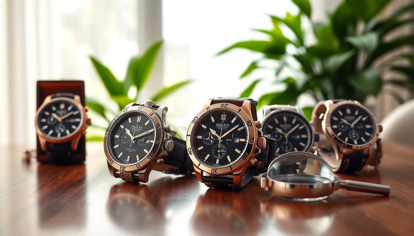 Showcase of super clone watches highlighting luxury design and craftsmanship in a sophisticated setting.
