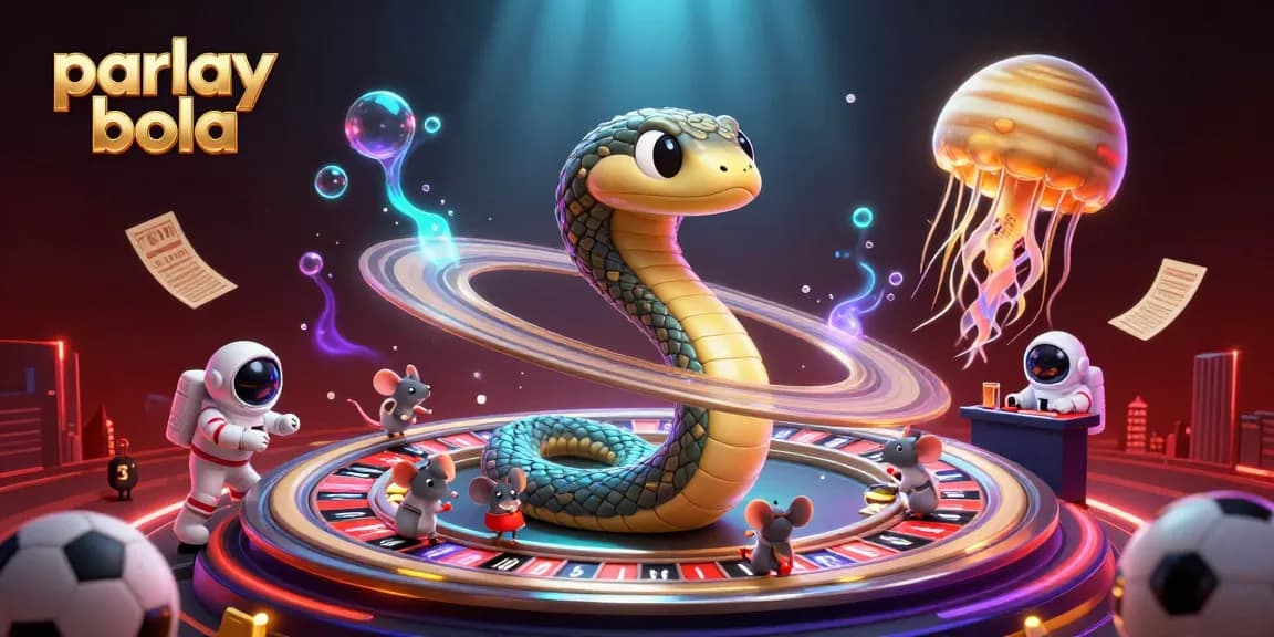 Place bets on parlay bola with dynamic cosmic characters and colorful sports elements.