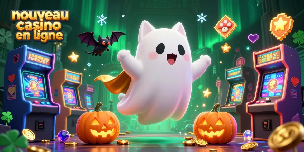 Illustration dynamique avec un chat fantôme et une chauve-souris en cape, dans un nouveau casino en ligne.