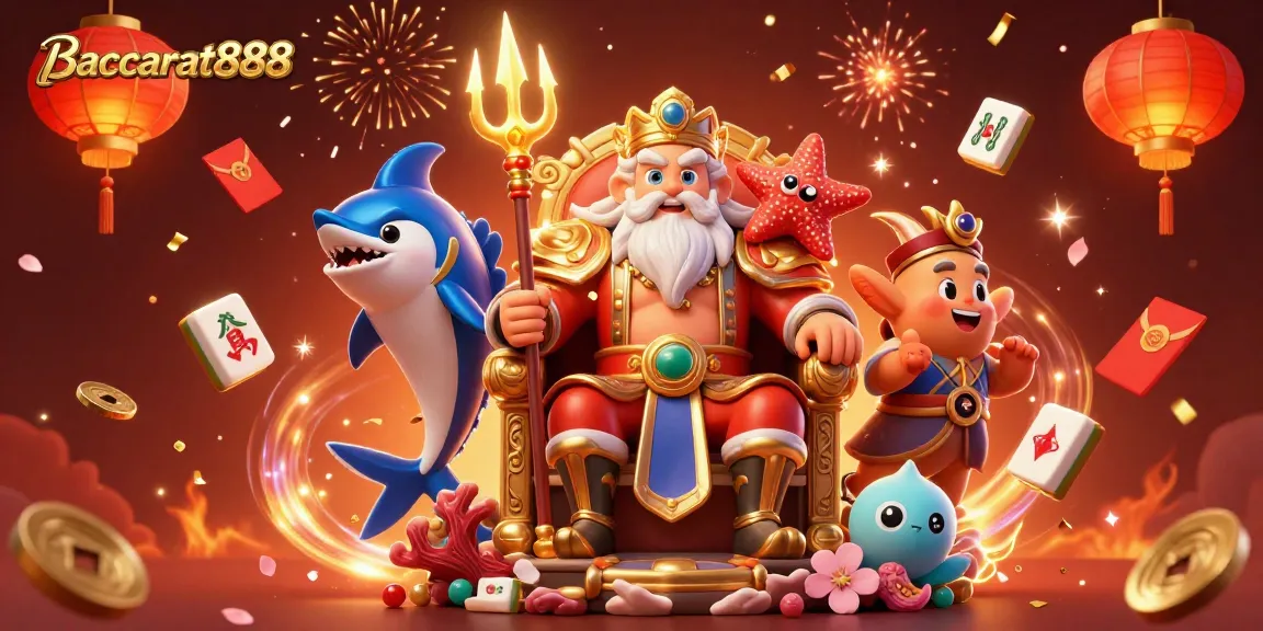 Baccarat888 brings excitement in 3D, featuring an underwater scene with Neptune and samurai.