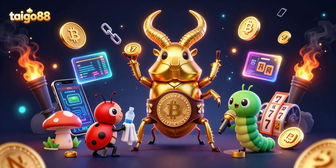 Engage in the tai go88 action featuring a golden beetle boxing alongside vibrant slot elements.