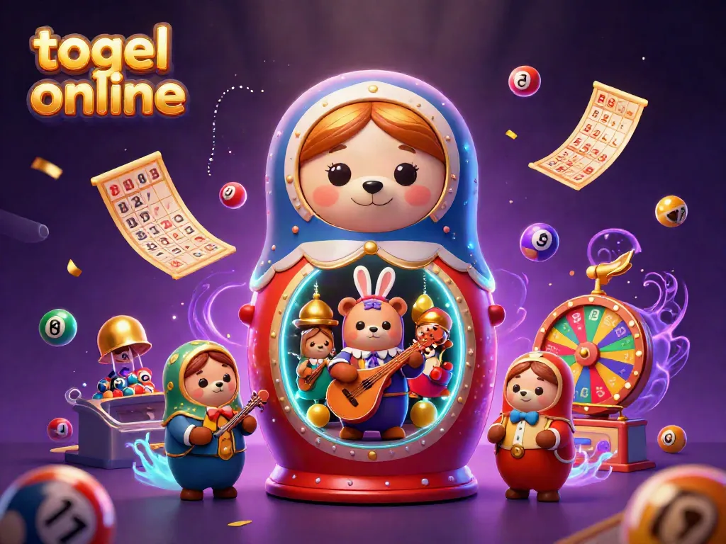 Engage with the colorful world of togel online surrounded by vibrant casino elements and characters.