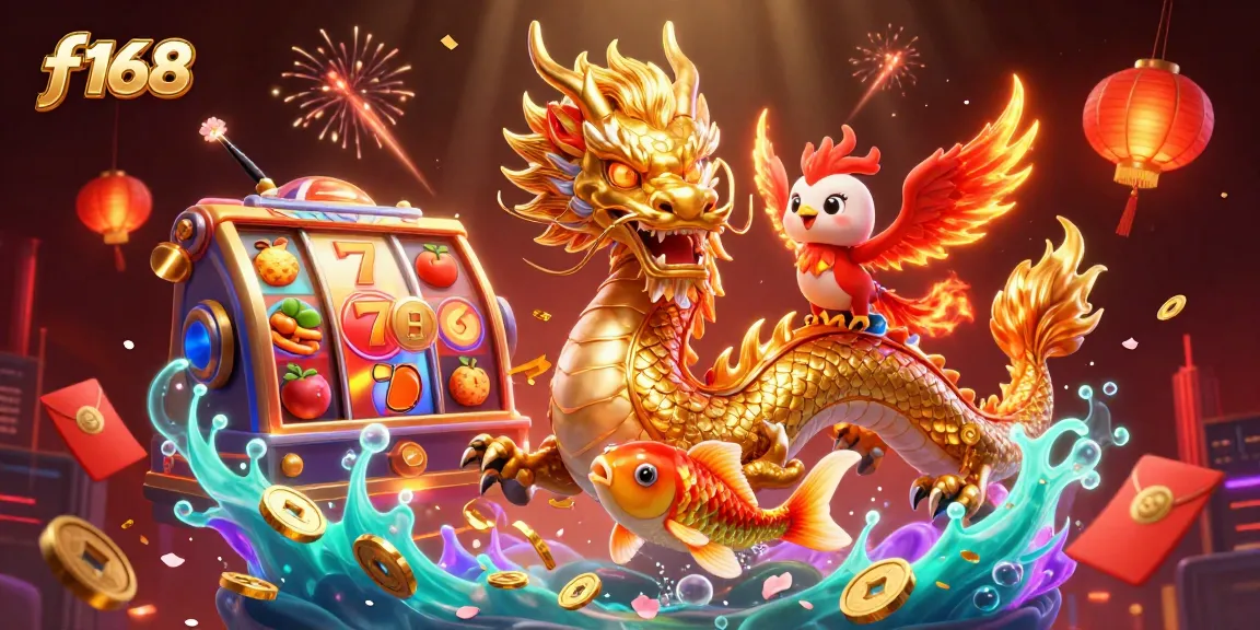 Engage with f 168's dazzling dragon and phoenix amidst vibrant slots and jackpots!