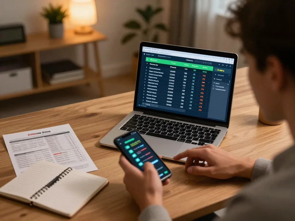 Engaging with tỷ lệ kèo nhà cái hôm nay as a person analyzes sports betting odds on their laptop at home.