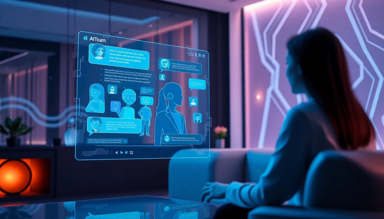 Interactive AI chat showcasing immersive ai porn chat avatars in a modern digital environment.