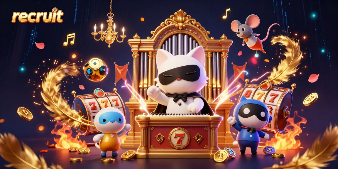 Engage with recruit's thrilling 3D casino gameplay featuring dynamic elements like slot reels and vibrant characters.