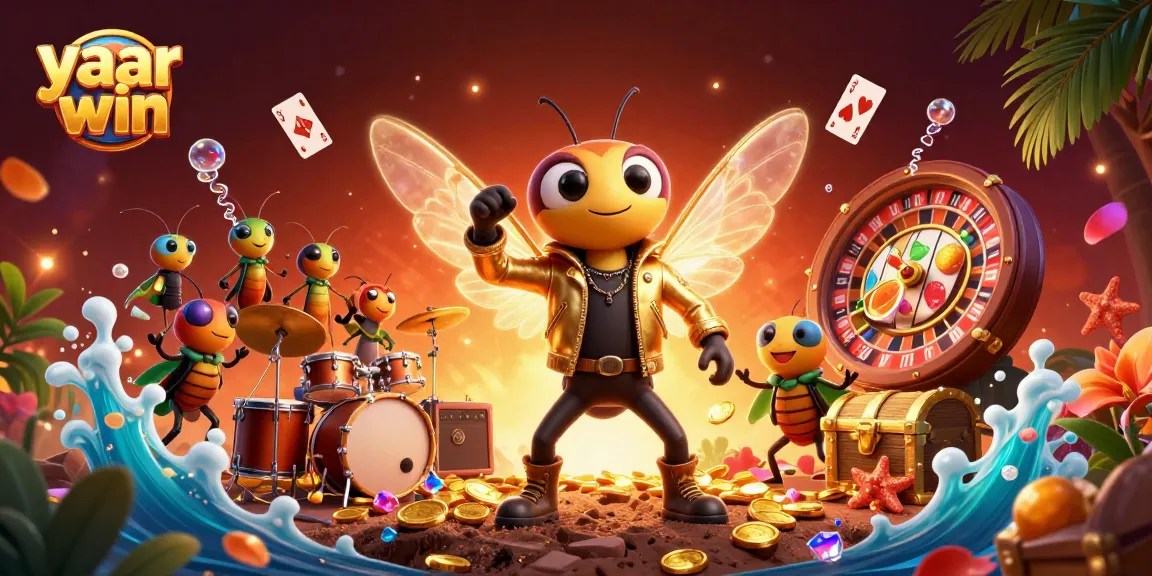 Engage with the thrill of yaar win as a cicada rock star and friends celebrate casino wins in vibrant 3D!