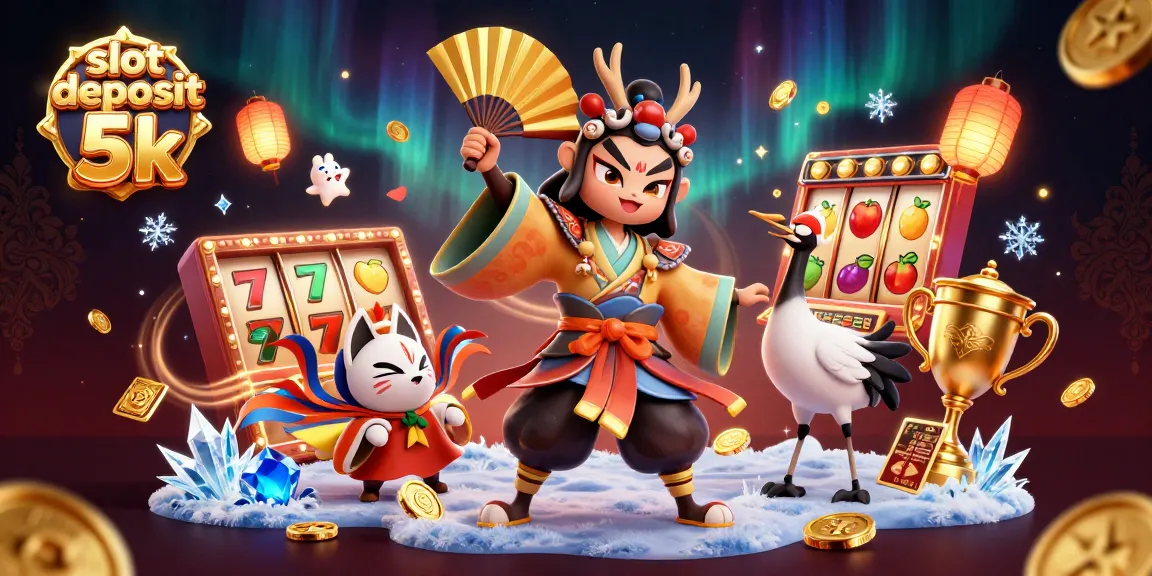 Spin big with slot deposit 5k; a vibrant, dynamic casino scene featuring lucky symbols and engaging gameplay.