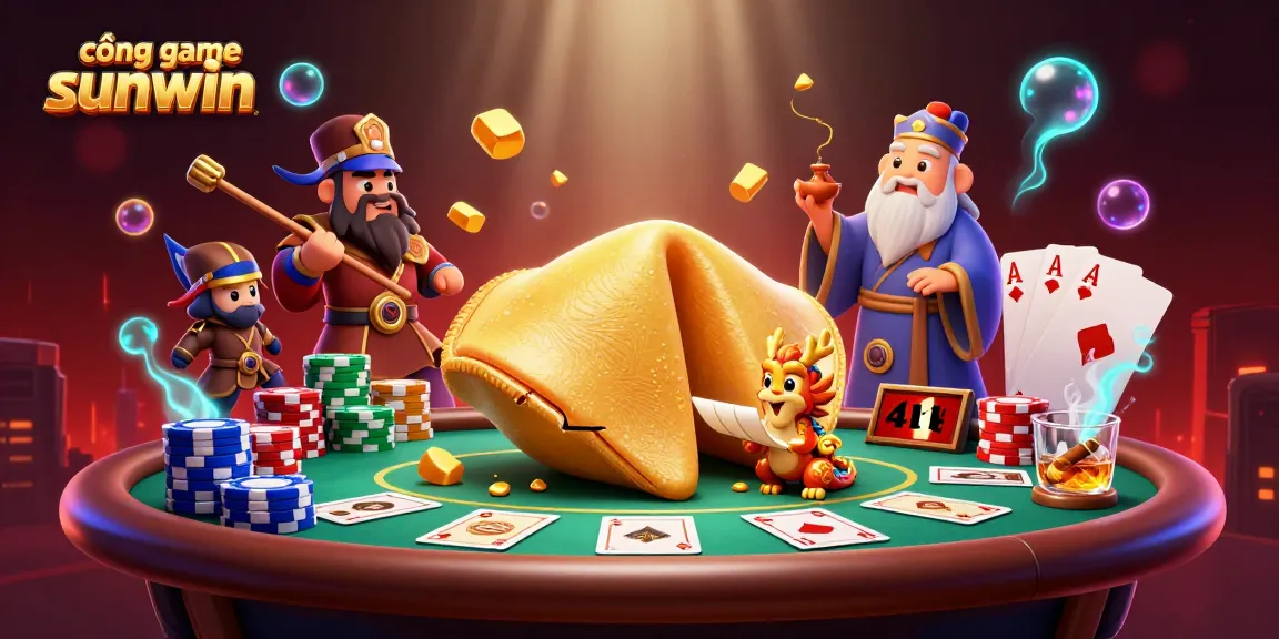 Experience the excitement at cổng game sunwin with a vibrant 3D casino scene featuring poker and fortune elements.