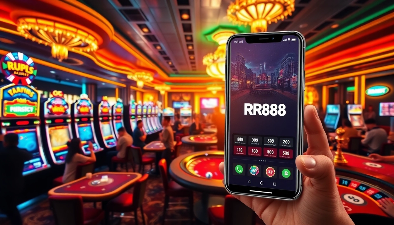 Players enjoying a thrilling game at RR88 casino, showcasing excitement and luxury.
