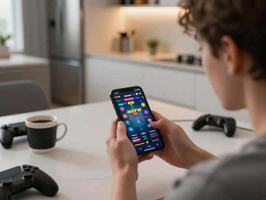 Engaging gameplay experience of nsfw games apk on mobile device, showcasing strategic betting in a modern environment.