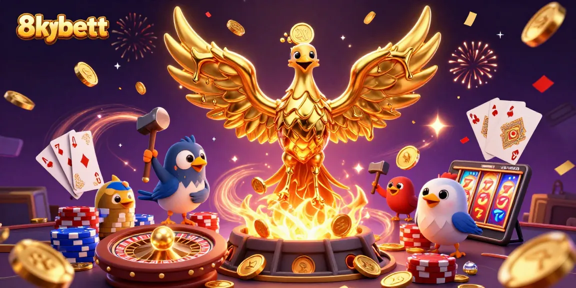 Engage with exciting 8xbett casino action featuring a golden phoenix and vibrant gaming elements.