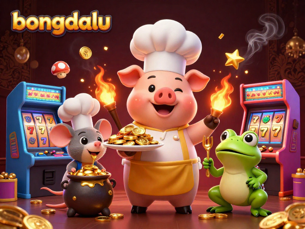 Bongdalu offers a vibrant casino scene with a chef pig, molten gold, and rich gaming elements.