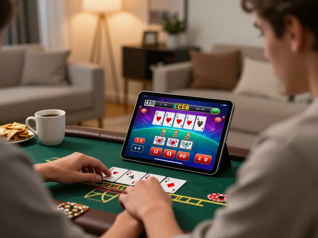 Engaging online blackjack game at LC88 with a player focused on strategic decisions.