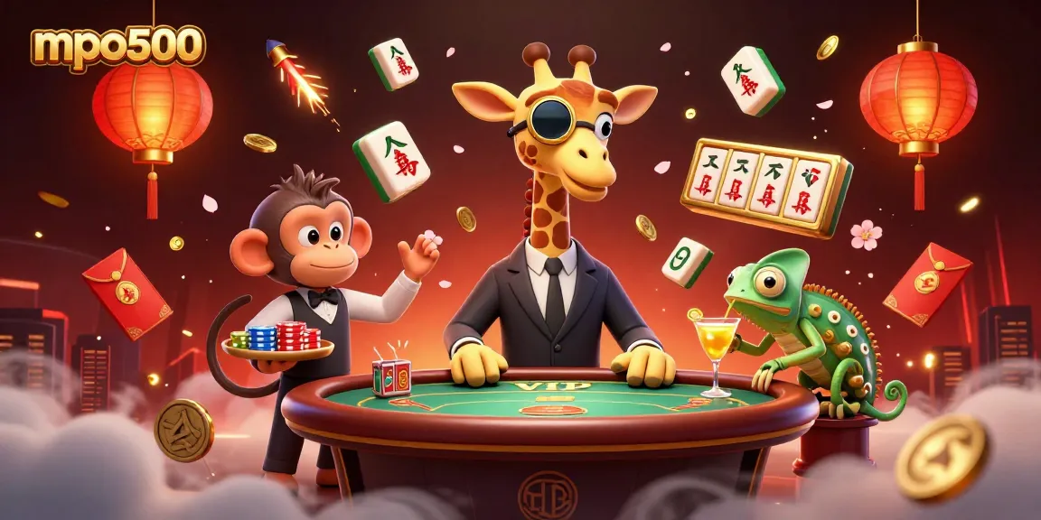 Spin the reels and enjoy the mpo500 experience with vibrant casino elements and cartoon characters.