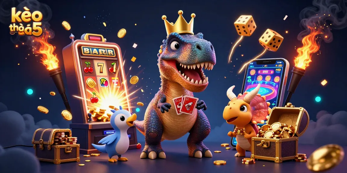 Engage with kèo nhà cái 5 in this vibrant 3D casino illustration featuring characters in a dynamic betting scene.