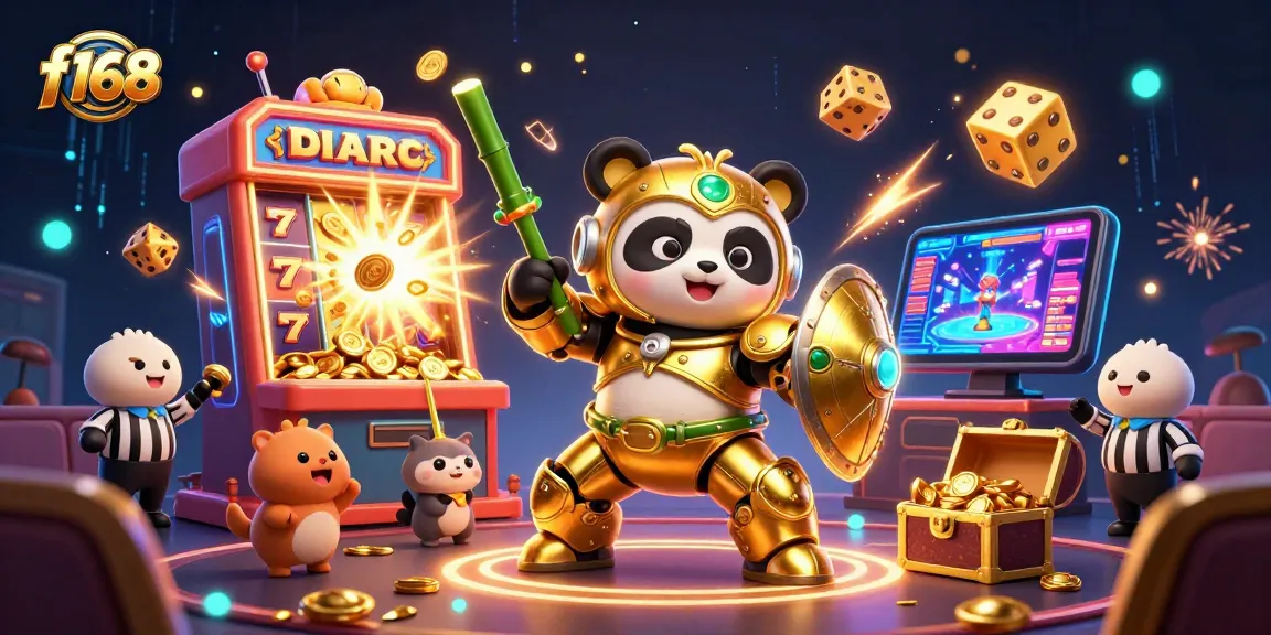 Experience the excitement at f168 with a dynamic casino illustration featuring thrilling gambling elements.