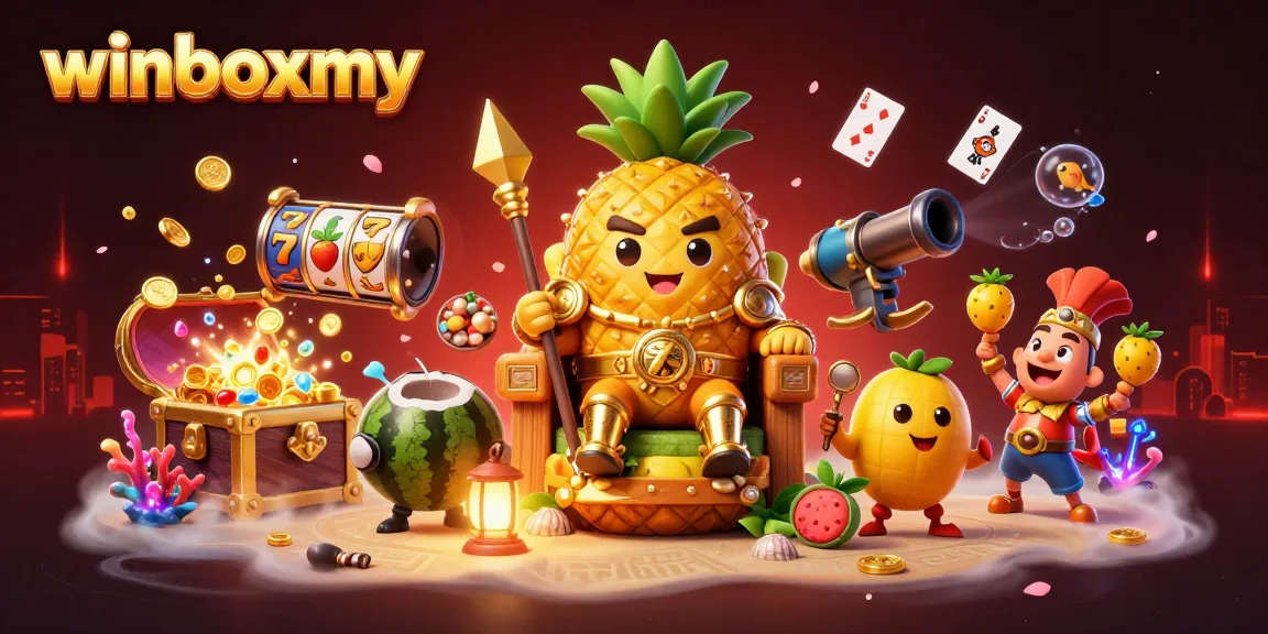 WinboxMY: Engage in thrilling casino adventures with golden symbols and vibrant slot elements.