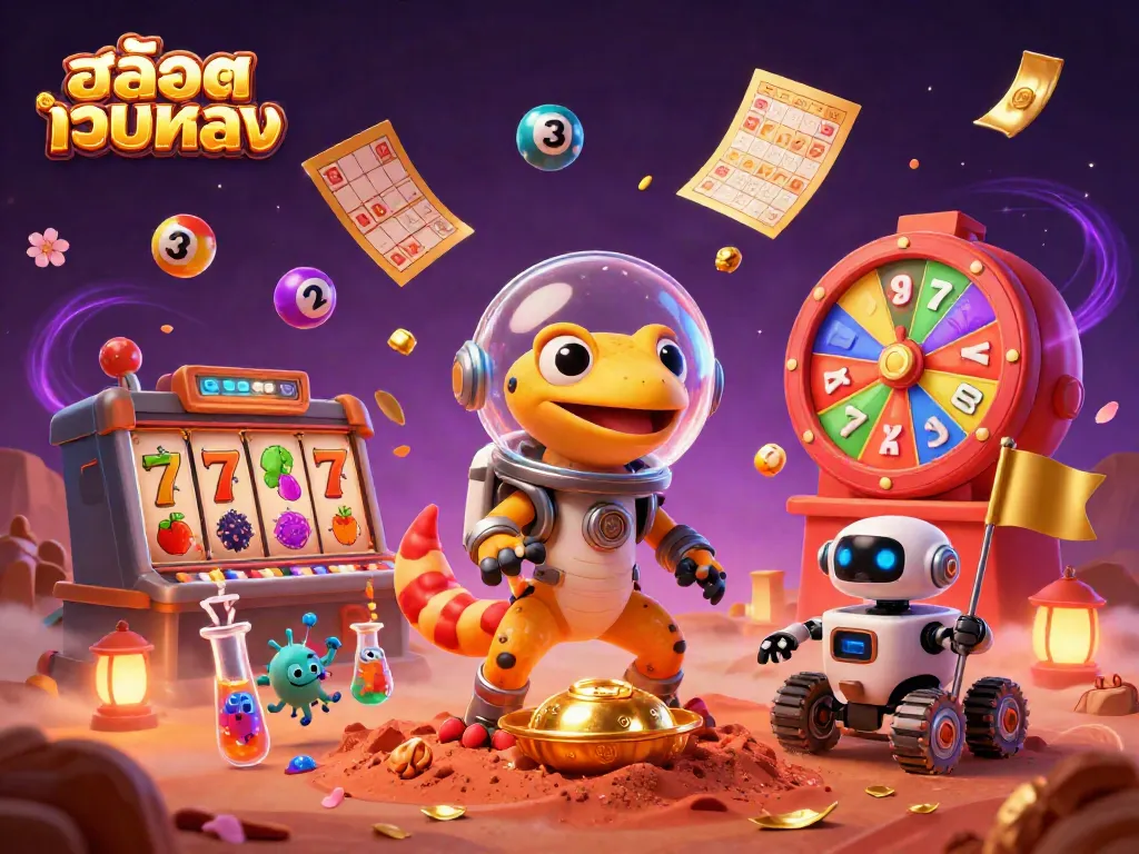 Engage in the gaming experience with สล็อตเว็บตรง at a golden casino environment on Mars featuring vibrant elements.