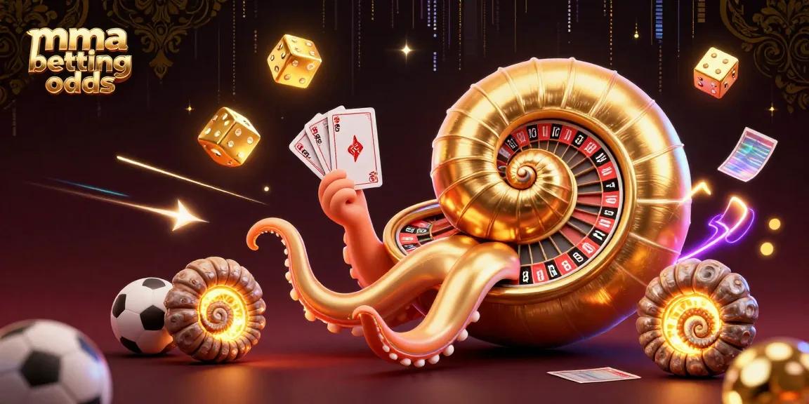 Experience dynamic mma betting odds illustrated with a giant nautilus and sports elements in a vibrant casino scene.