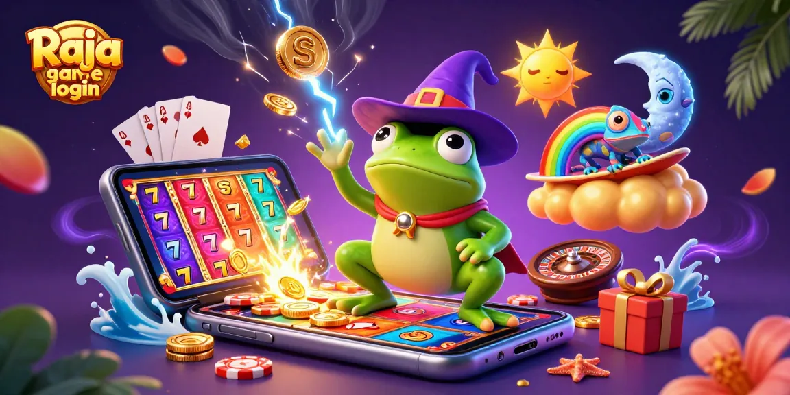 Engage in thrilling gameplay with Raja game login, featuring colors, coins, and animated characters.