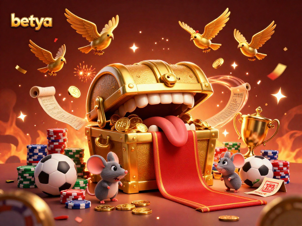 Experience excitement with the betya sports betting treasure chest, rich in details and vibrant colors.