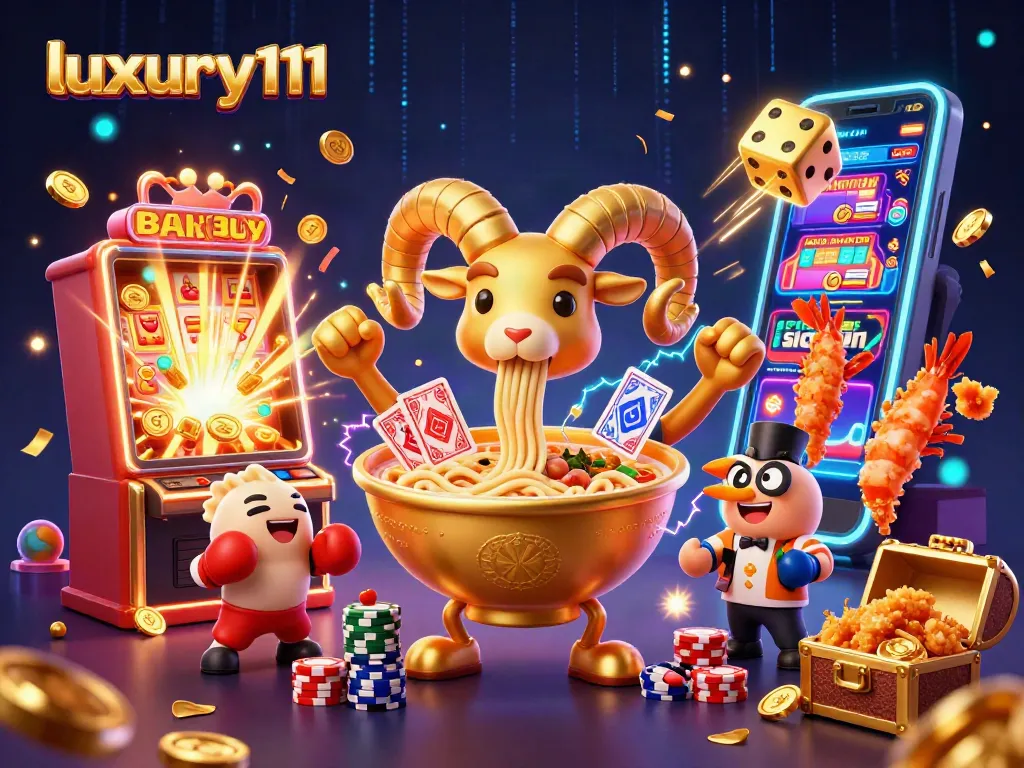 Menangkan jackpot dengan luxury111 dalam ilustrasi kasino yang penuh warna dan aksi.