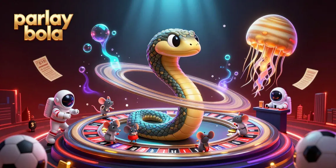Place bets on parlay bola with dynamic cosmic characters and colorful sports elements.