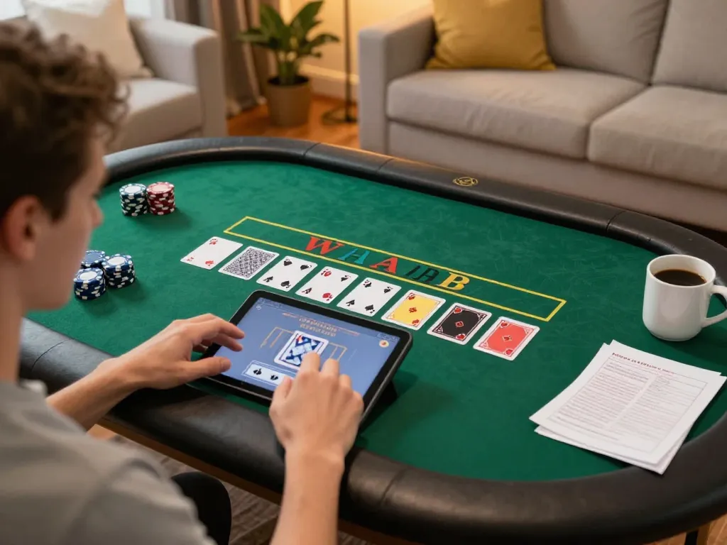 Player enjoying a strategic blackjack game on the 789club app in a cozy living room