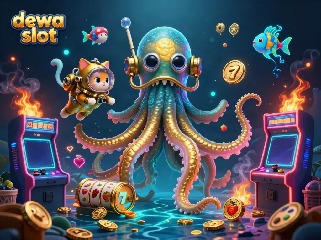 Menangkan jackpot di dewa slot dengan kelelawar emas dan mesin slot berwarna-warni.