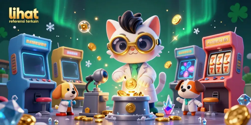 Melihat referensi terkait dengan slot online dan fitur permainan dalam ilustrasi 3D penuh warna.