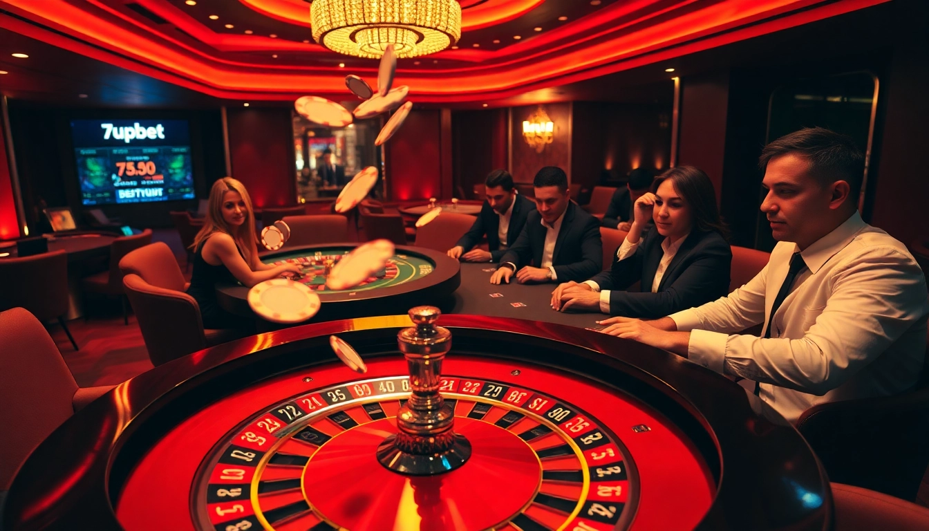 Players experiencing the thrill of gambling with 7upbet at a dynamic casino table.