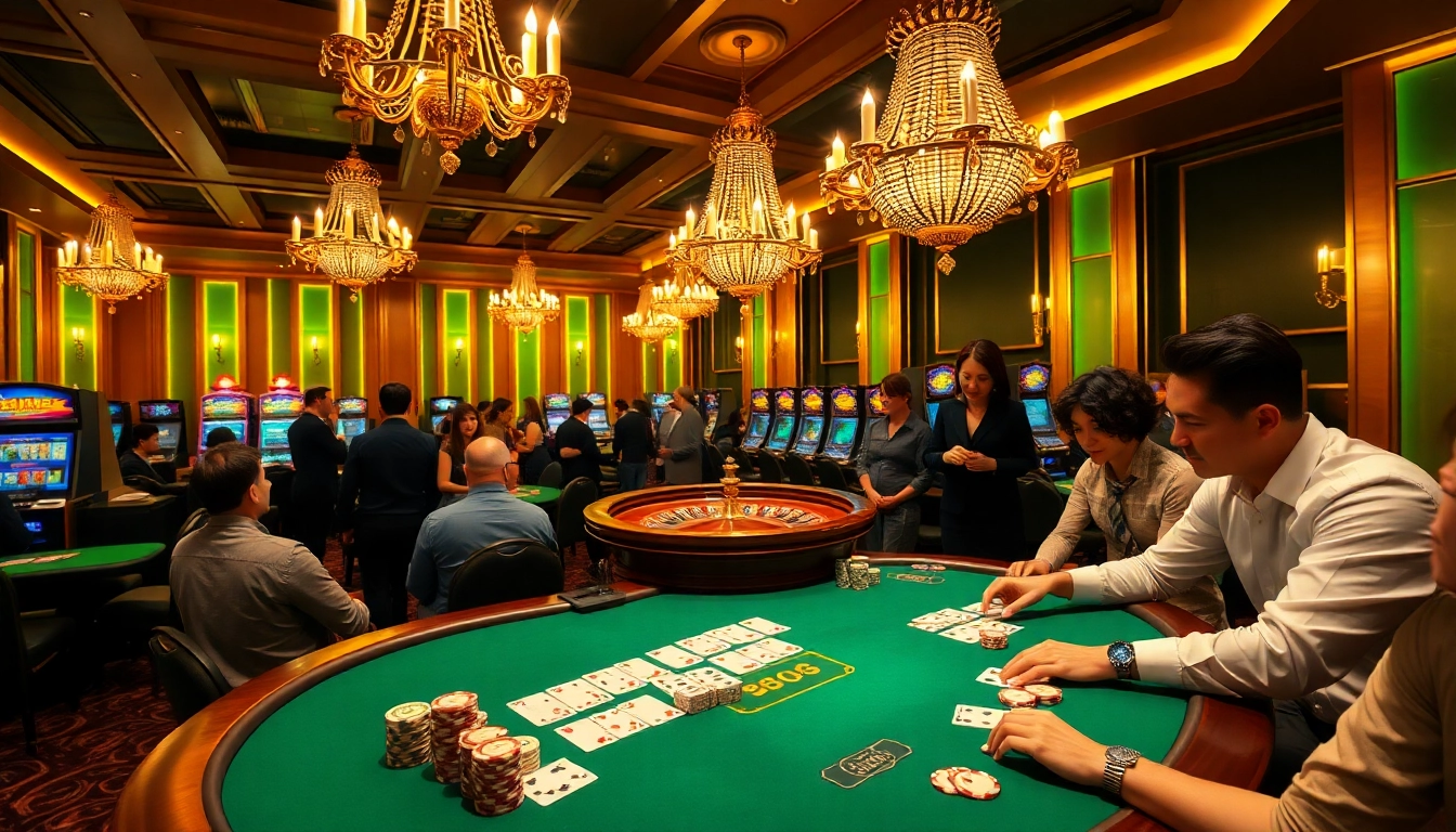 Engaged players at a luxurious poker table in an opulent casino setting, inspired by https://rr88co.net/.