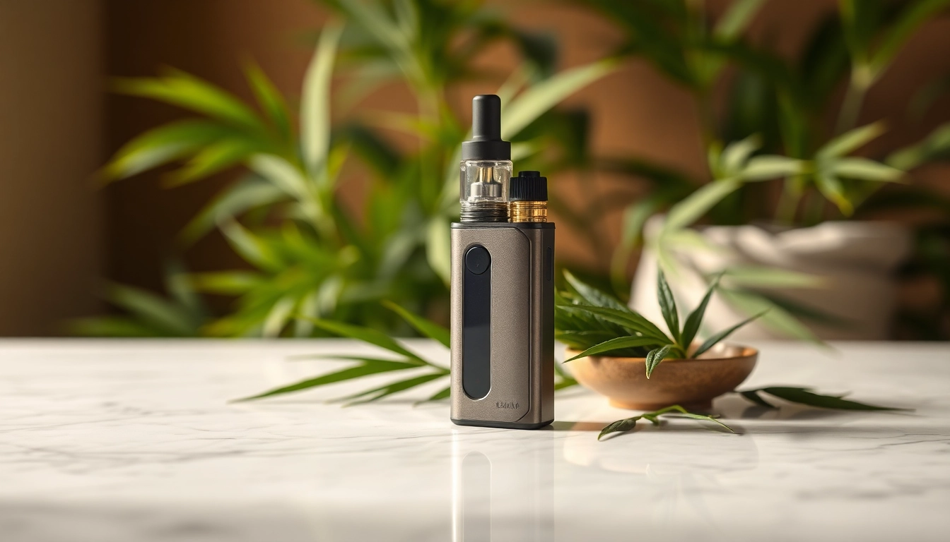 Showcasing a cbd oil vape with elegant details against a natural background.