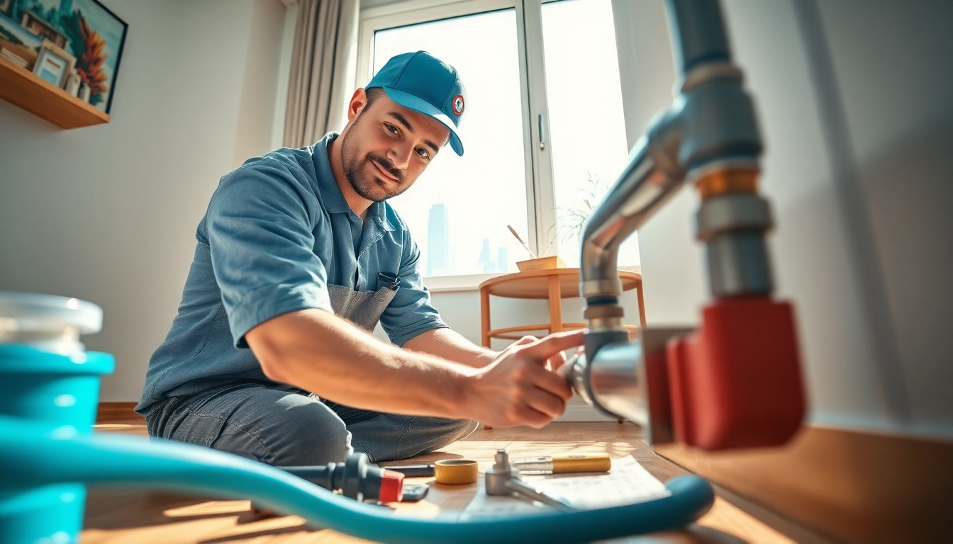 Professional NYC plumber repairing a burst pipe, showcasing 24 hour plumber nyc services in action.